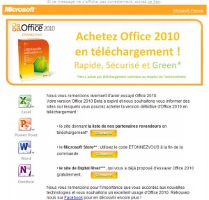 La Beta d’Office 2010, c’est malheureusement fini…