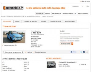 Ebay se lance dans la vente d&rsquo;occasion de voitures avec automobile.fr