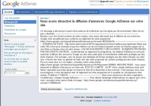 Google Adsense interdit toute pub sur AbriCoCotier à cause de liens vers la home de MegaUpload et RapidShare