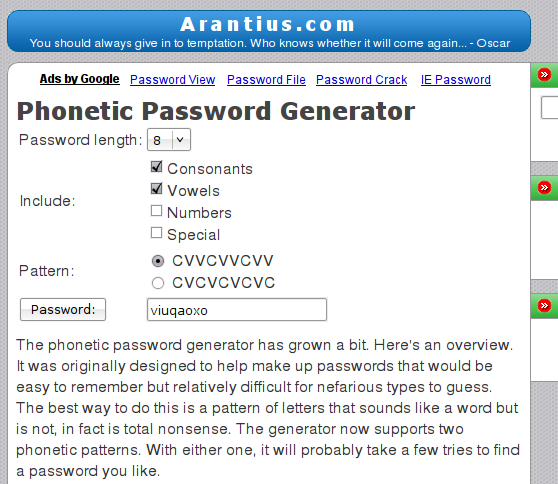 Phonetic Password Generator
