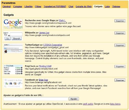 Google Gmail Gadgets