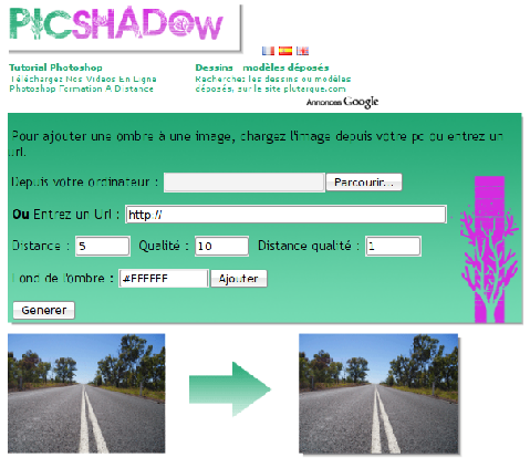 PicShadow screenshot - Ajouter une ombre à vos photos